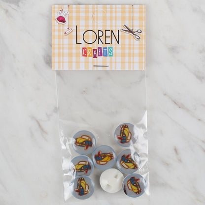Loren Crafts 8'li Mavi Araba Düğme - 694