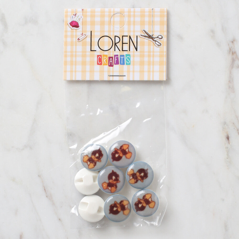 Loren Crafts 8'li Mavi Ördek Düğme - 705