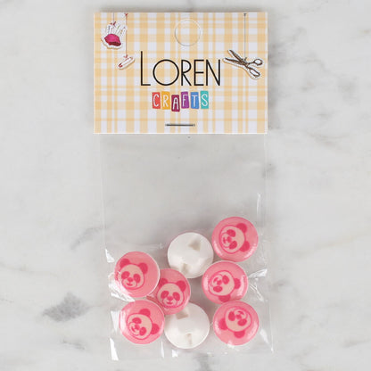 Loren Crafts 8'li Pembe Panda Düğme - 708