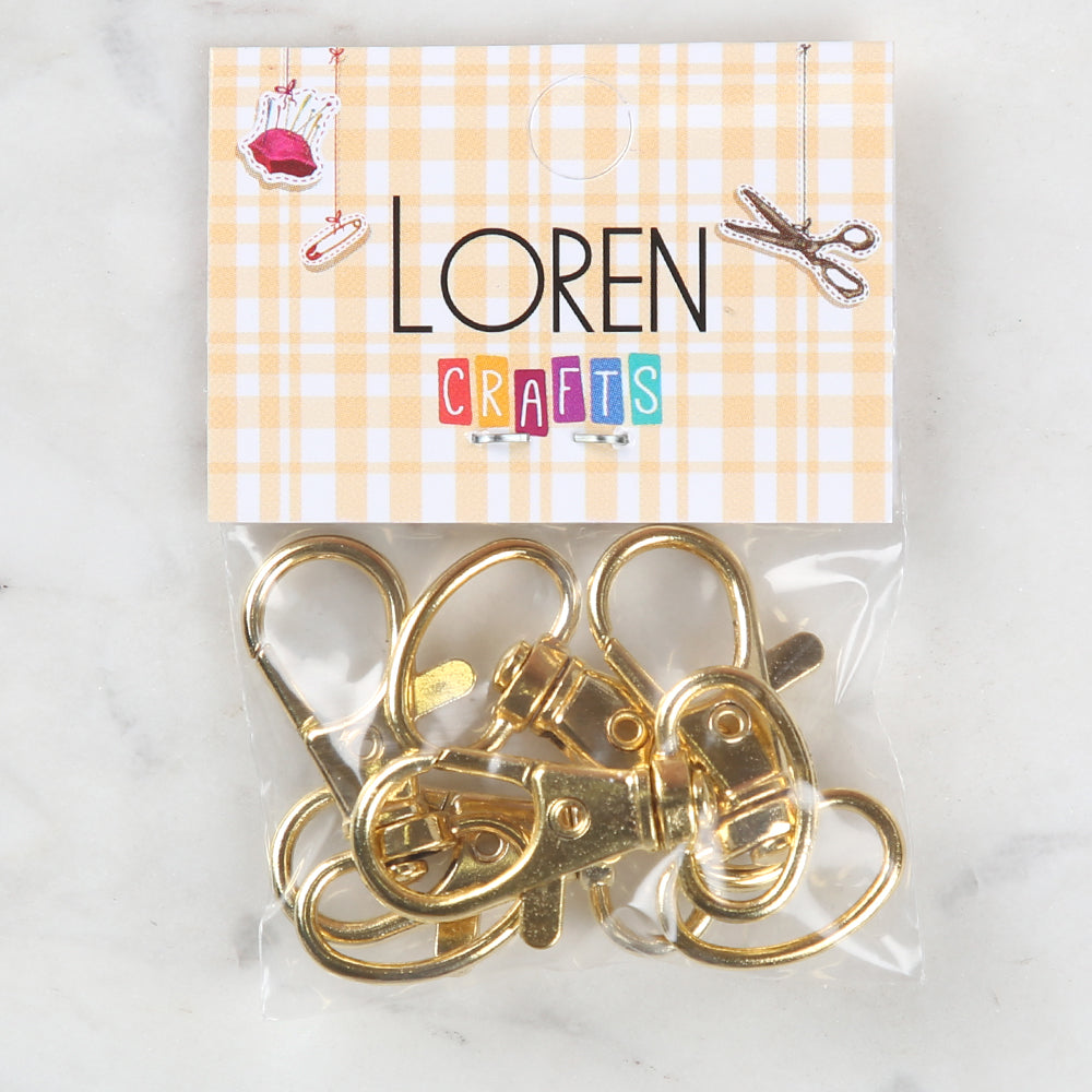 Loren Crafts 1,5 cm Papağan Klipsi Altın Anahtarlık 5'li Paket