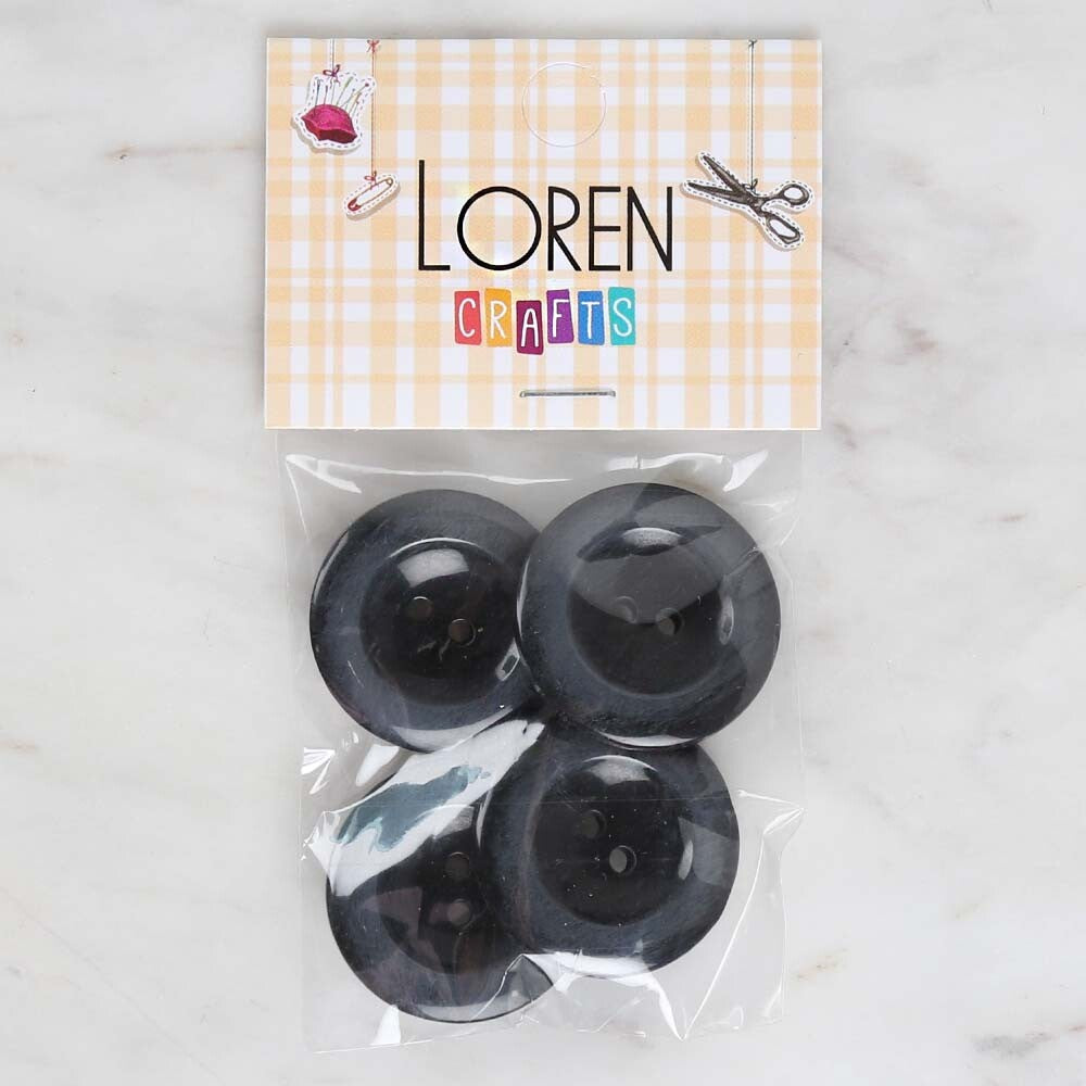 Loren Crafts 4'lü Siyah Düğme - 1701