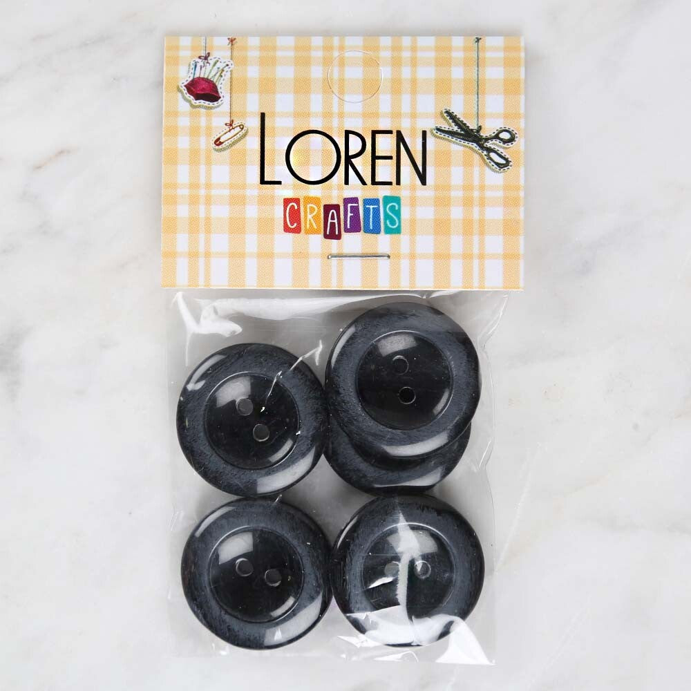 Loren Crafts 5'li Siyah Düğme - 1702