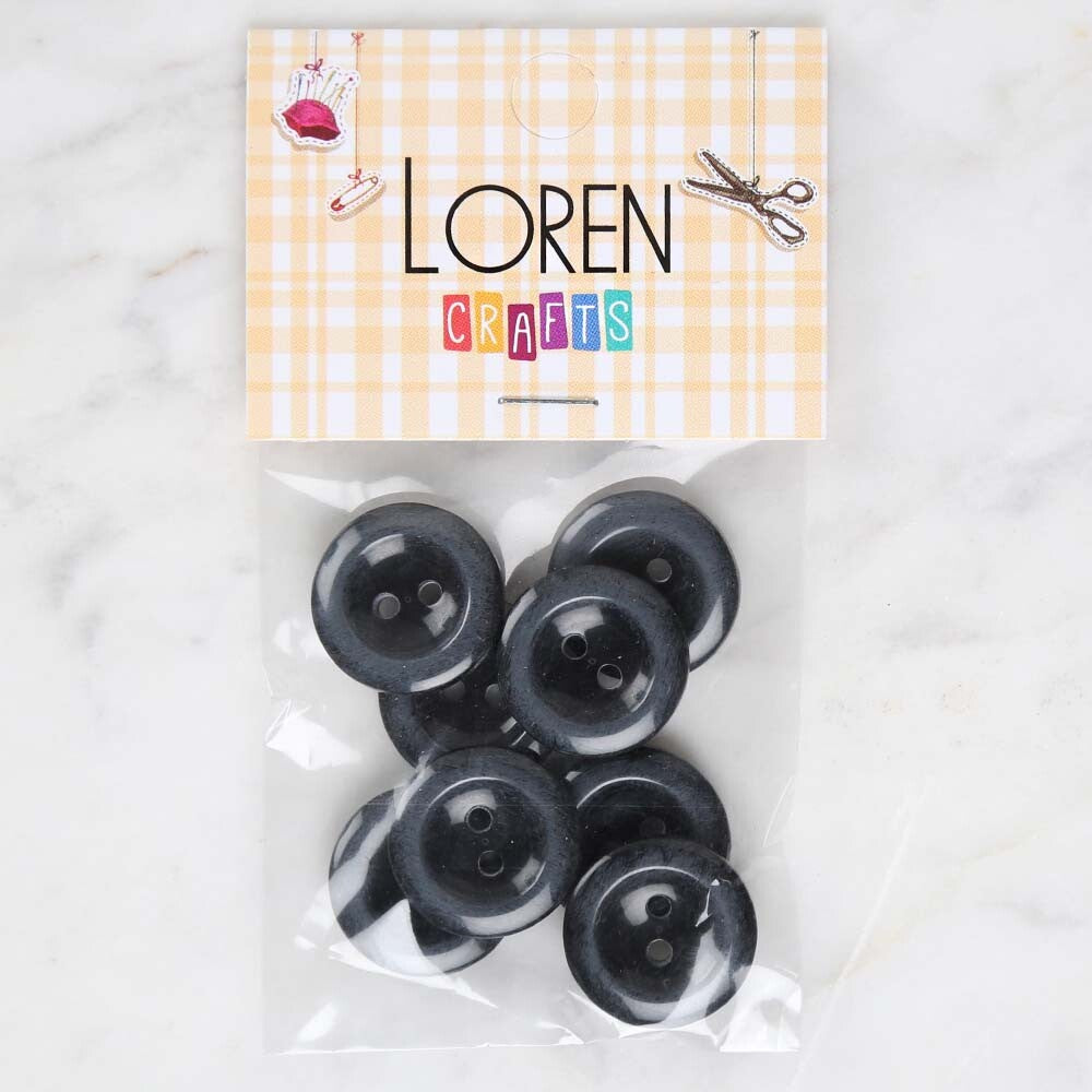 Loren Crafts 8'li Siyah Düğme - 1703