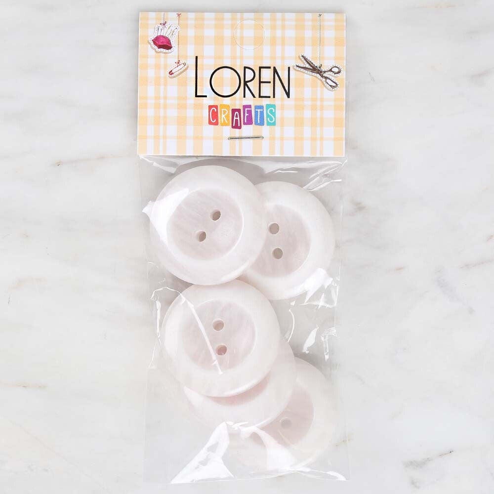 Loren Crafts 5'li Beyaz Büyük Düğme - 1708