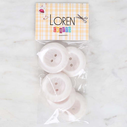 Loren Crafts 5'li Beyaz Büyük Düğme - 1708