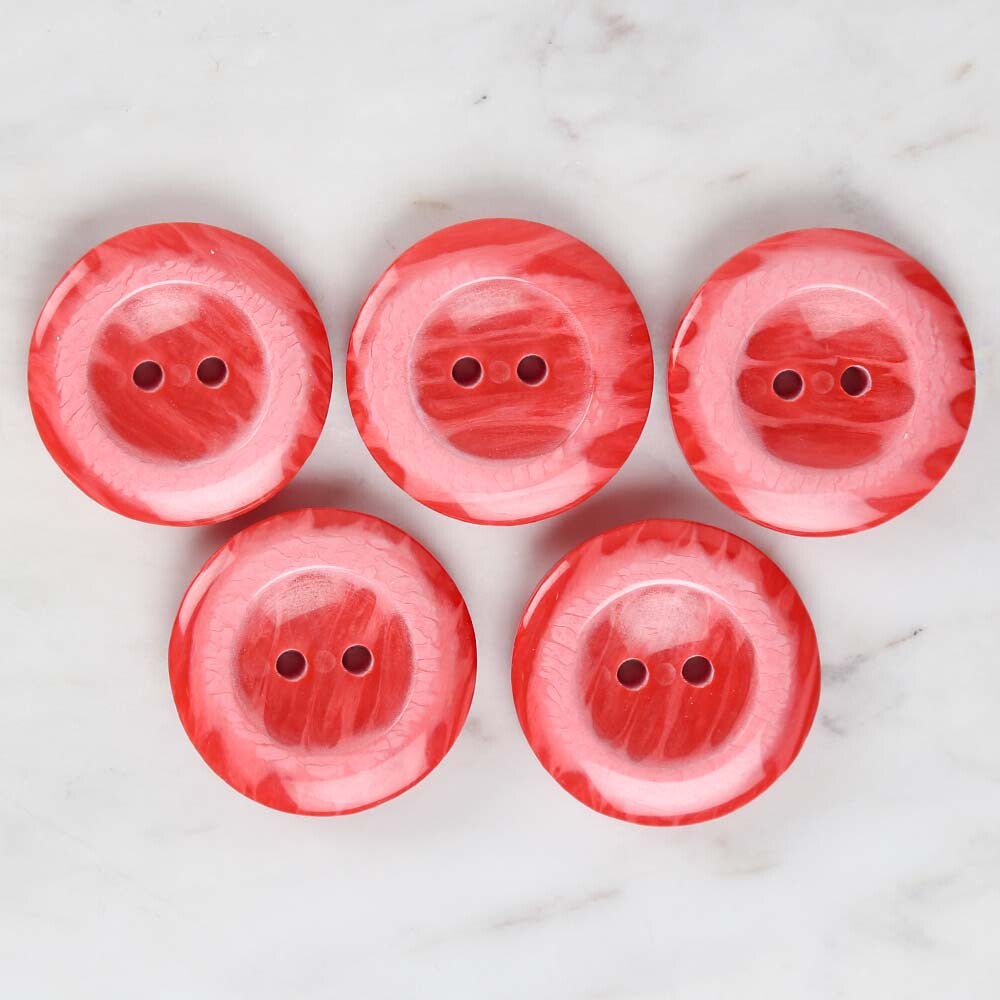 Loren Crafts 5'li Kırmızı Büyük Düğme - 1724