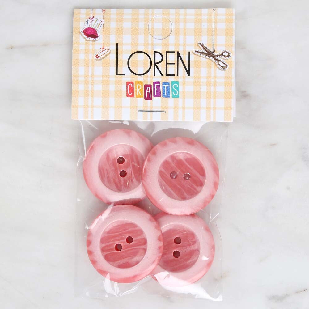 Loren Crafts 4'lü Pembe Düğme - 1741