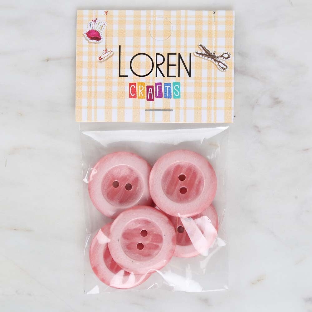 Loren Crafts 5'li Pembe Düğme - 1742
