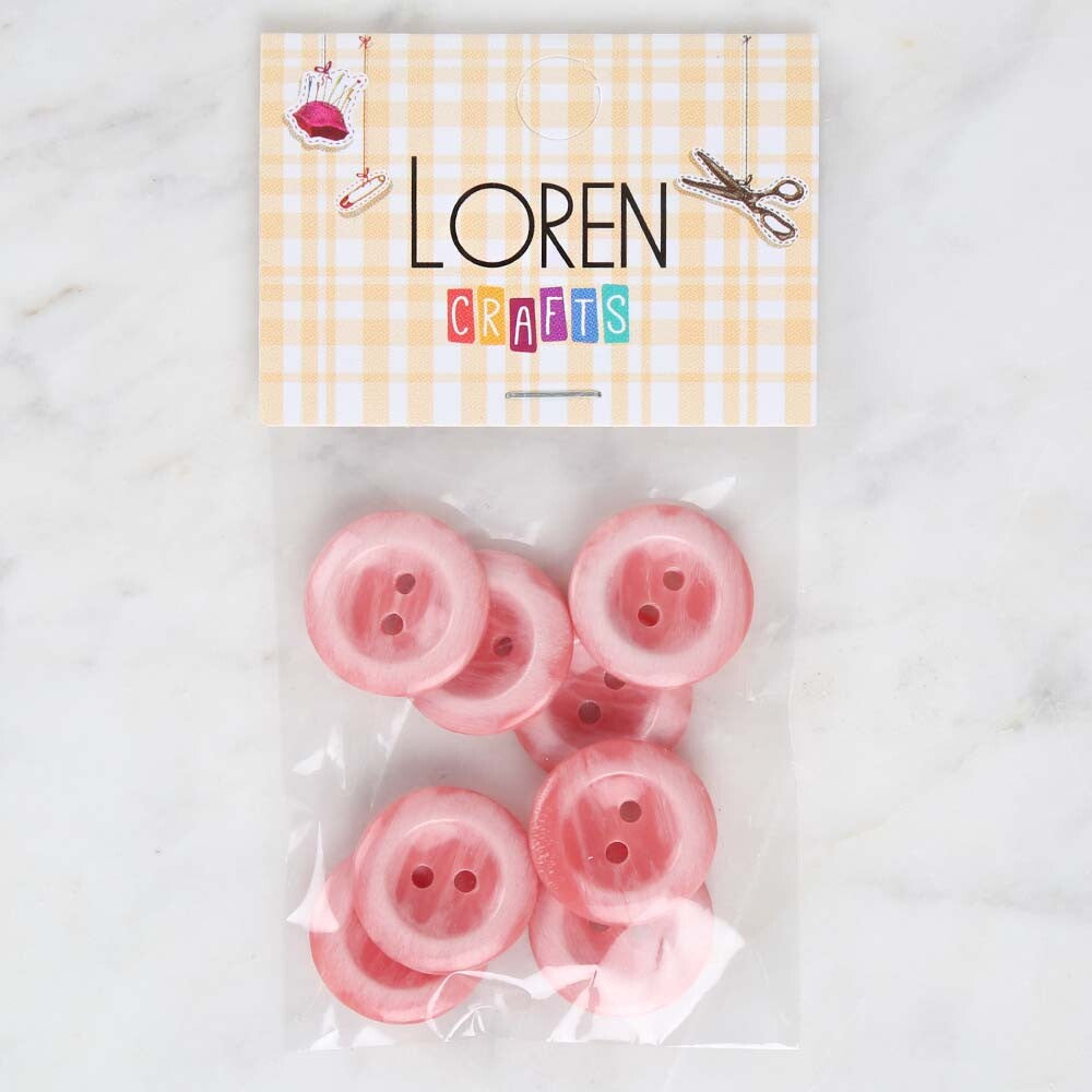 Loren Crafts 8'li Pembe Düğme - 1743