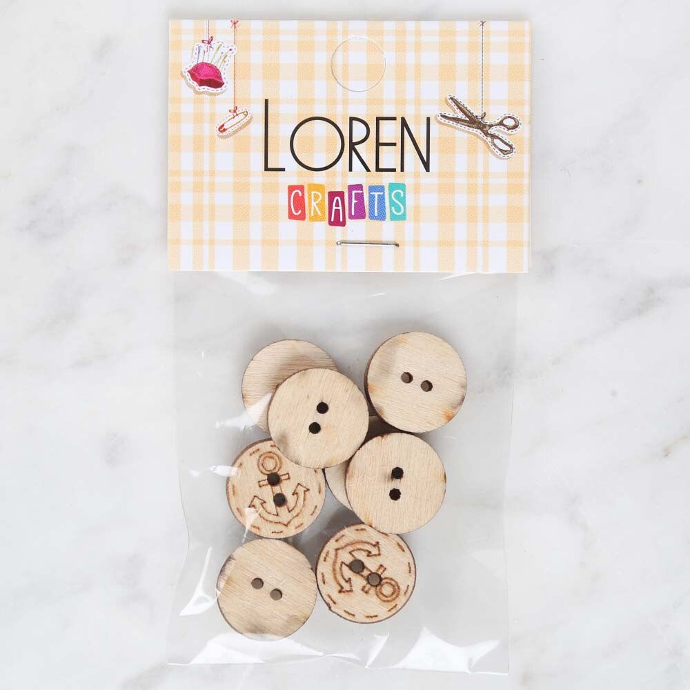 Loren Crafts 8'li Ahşap Düğme  Çapa - 1751
