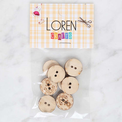 Loren Crafts 8'li Ahşap Düğme  Çapa - 1751