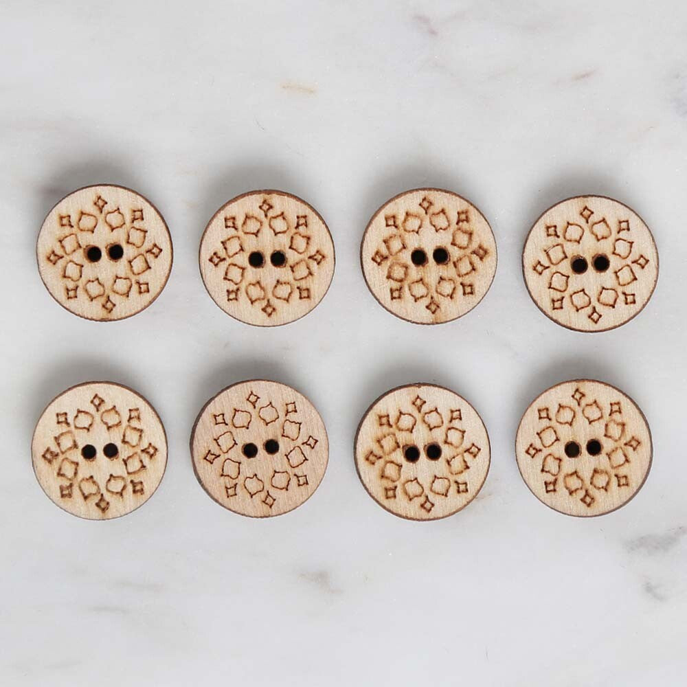 Loren Crafts 8'li Ahşap Düğme Yuvarlak - 1753