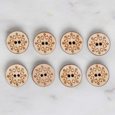 Loren Crafts 8'li Ahşap Düğme Yuvarlak - 1753