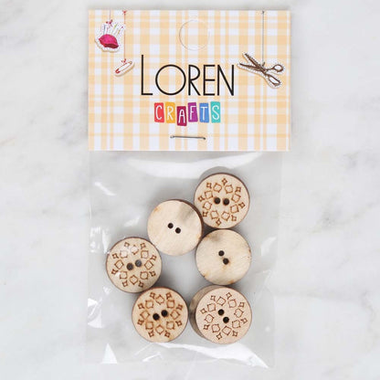 Loren Crafts 8'li Ahşap Düğme Yuvarlak - 1753