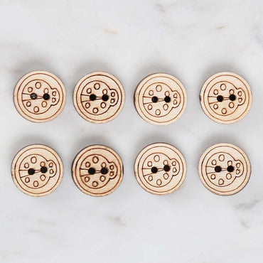 Loren Crafts 8'li Ahşap Düğme Uğur Böceği - 1757