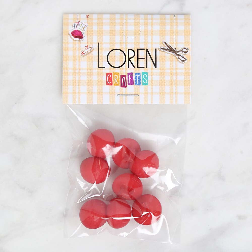 Loren Crafts 8'li Kırmızı Düğme - 1775