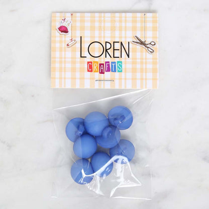 Loren Crafts 8'li Mat Plastik İnci Düğme Mavi - 1776