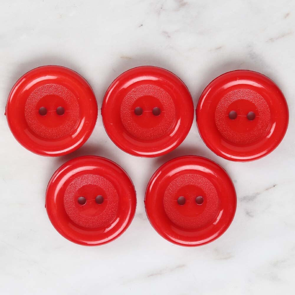 Loren Crafts 5'li Kırmızı Büyük Düğme - 1778