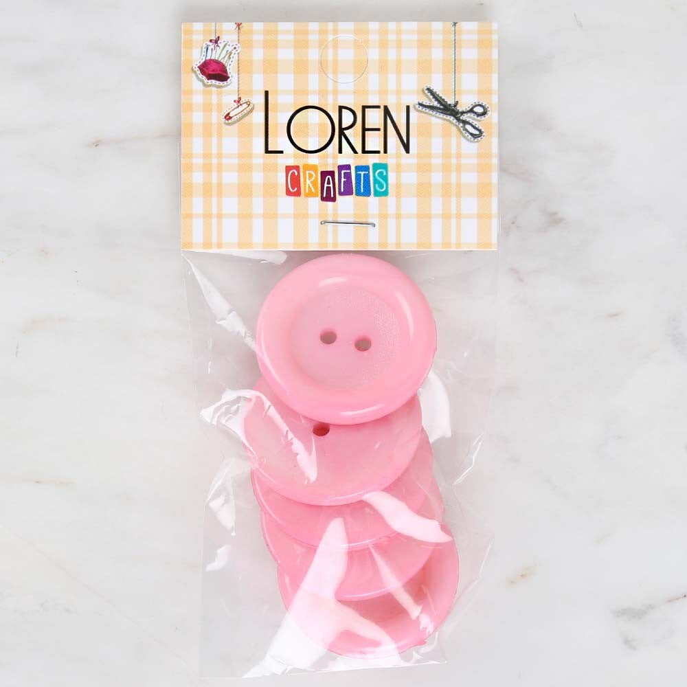 Loren Crafts 5'li Pembe Büyük Düğme - 1780