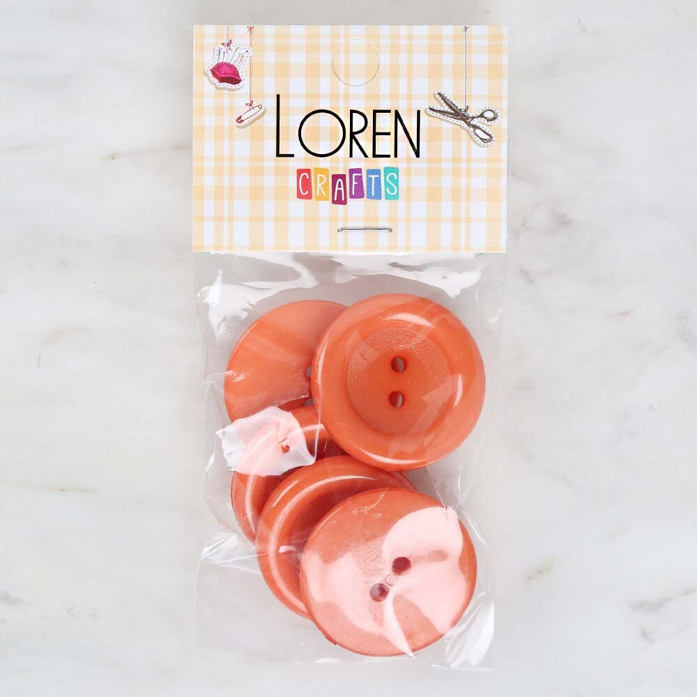Loren Crafts 5'li Turuncu Büyük Düğme - 1783