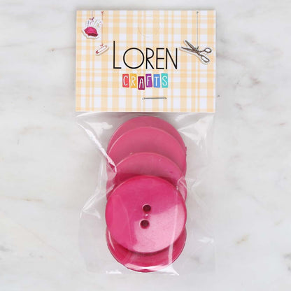 Loren Crafts 5'li Fuşya Büyük Düğme - 1791