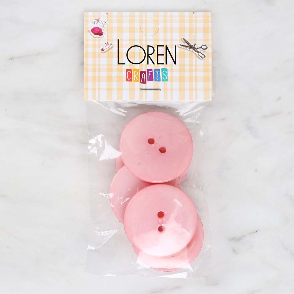 Loren Crafts 5'li Pembe Büyük Düğme - 1792