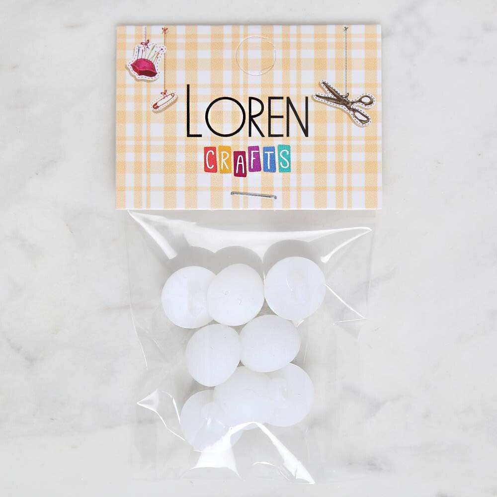 Loren Crafts 8'li Mat Plastik İnci Düğme Beyaz - 1794