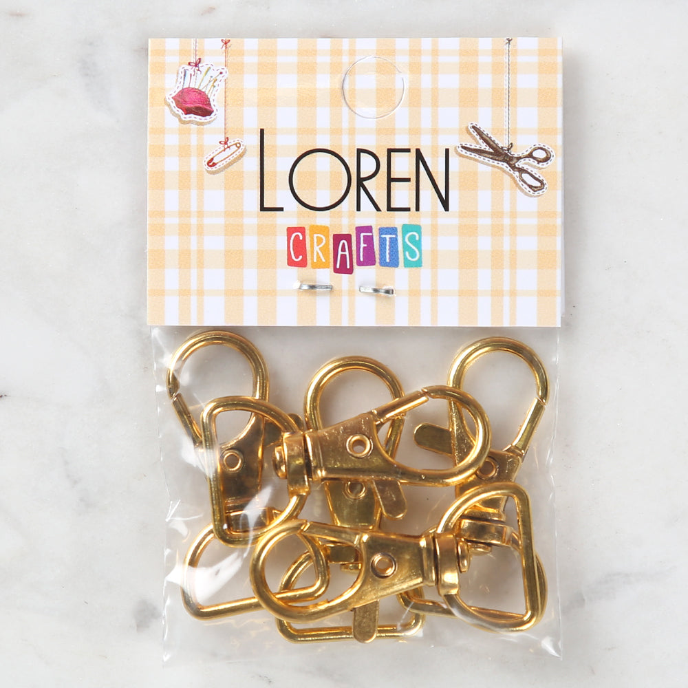 Loren Crafts 1,5 cm Papağan Klipsi Altın Anahtarlık 5'li Paket