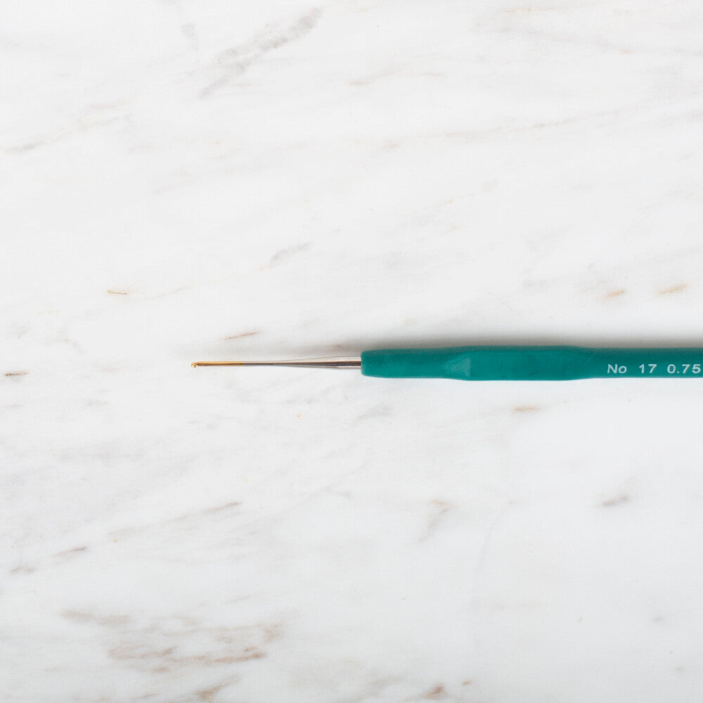 Yabalı Altın Uçlu Elastik Saplı Yeşil Dantel Tığ  No. 17  0.75mm