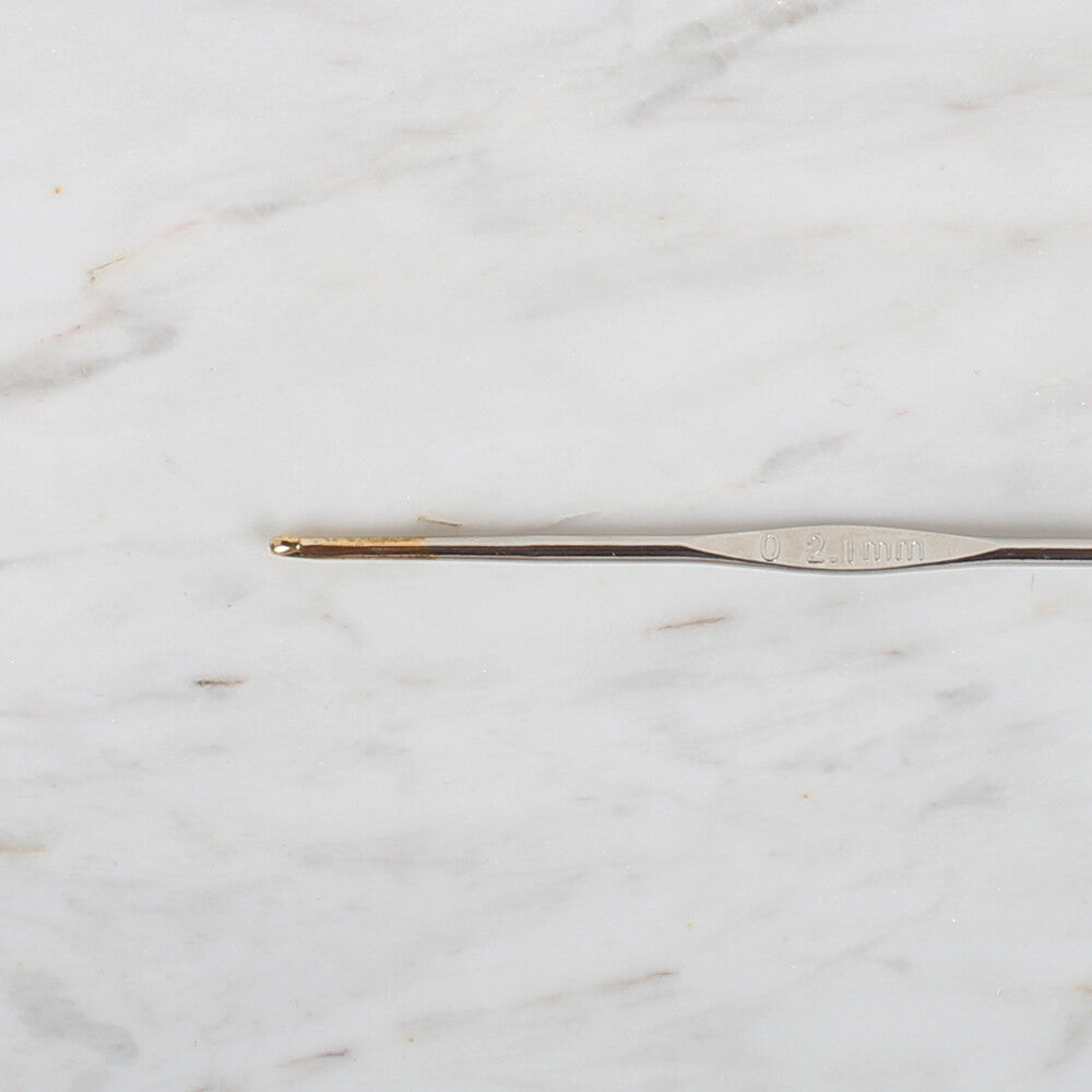 Yabalı Altın Uçlu Metal Saplı Dantel Tığ NO:0 2.1mm