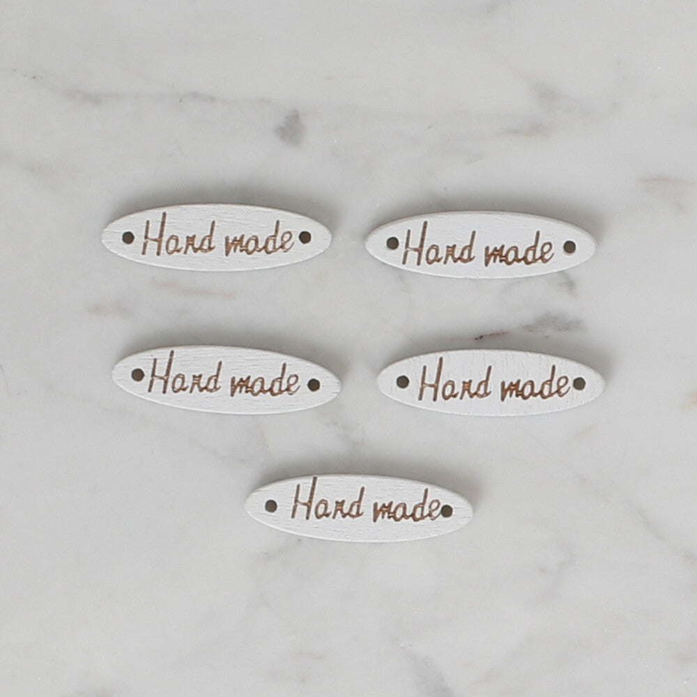 Loren Hand Made Yazılı Ahşap Etiket 5'li paket Beyaz