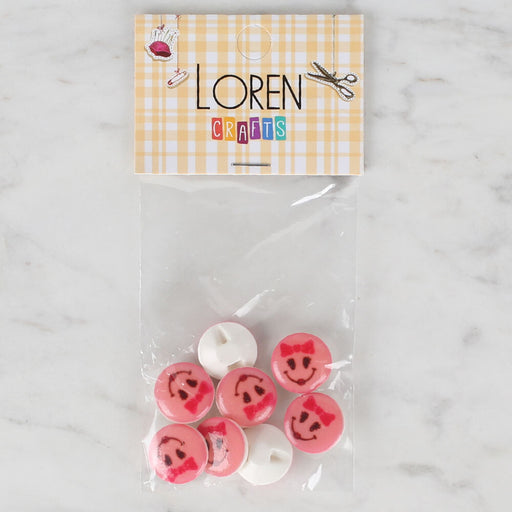 Loren Crafts 8'li Pembe Düğme - 0715
