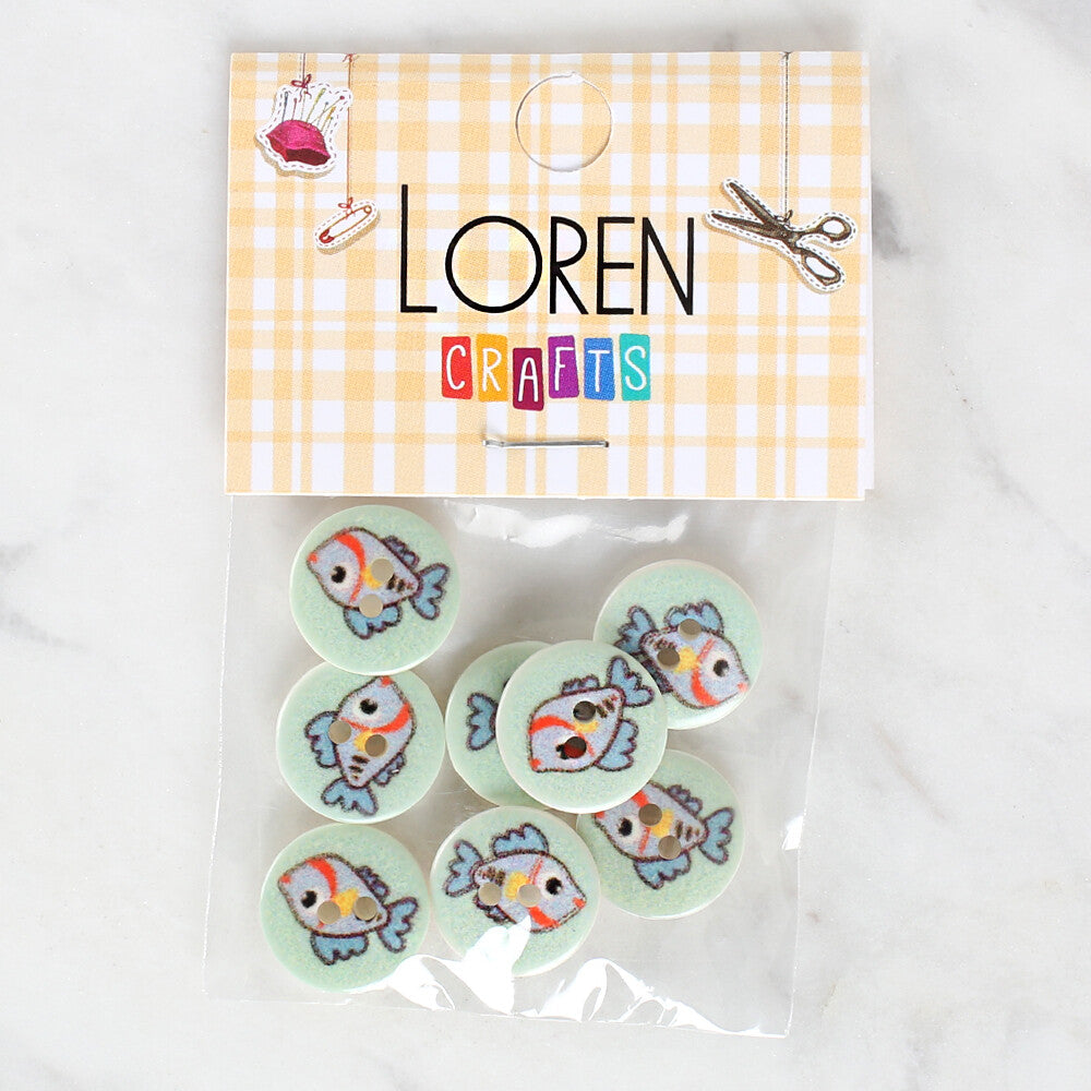 Loren Crafts 8'li Balık Düğme - 1177
