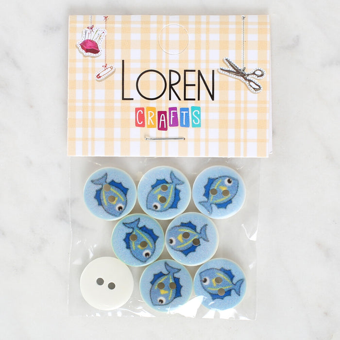 Loren Crafts 8'li Balık Düğme - 1182