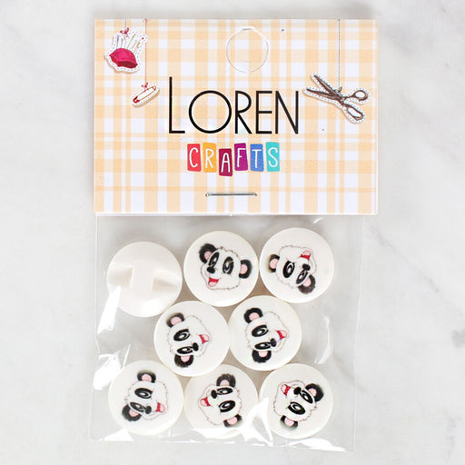 Loren Crafts 8'li Panda Düğme - 1193