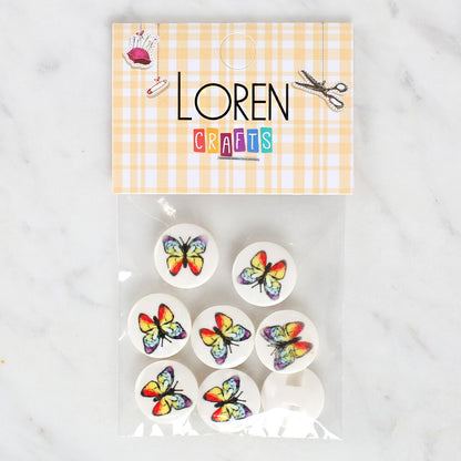Loren Crafts 8'li Kelebek Düğme - 1195