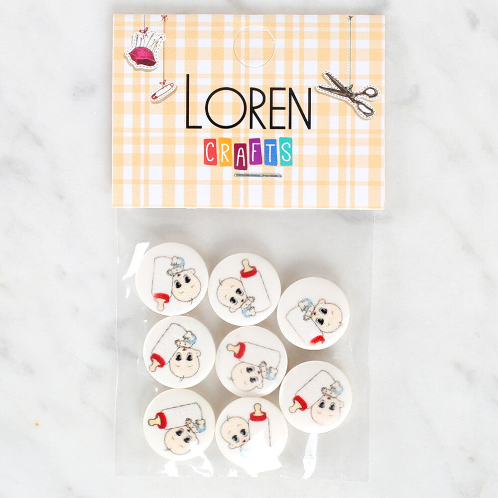 Loren Crafts 8'li Biberonlu Bebek Düğme - 1197