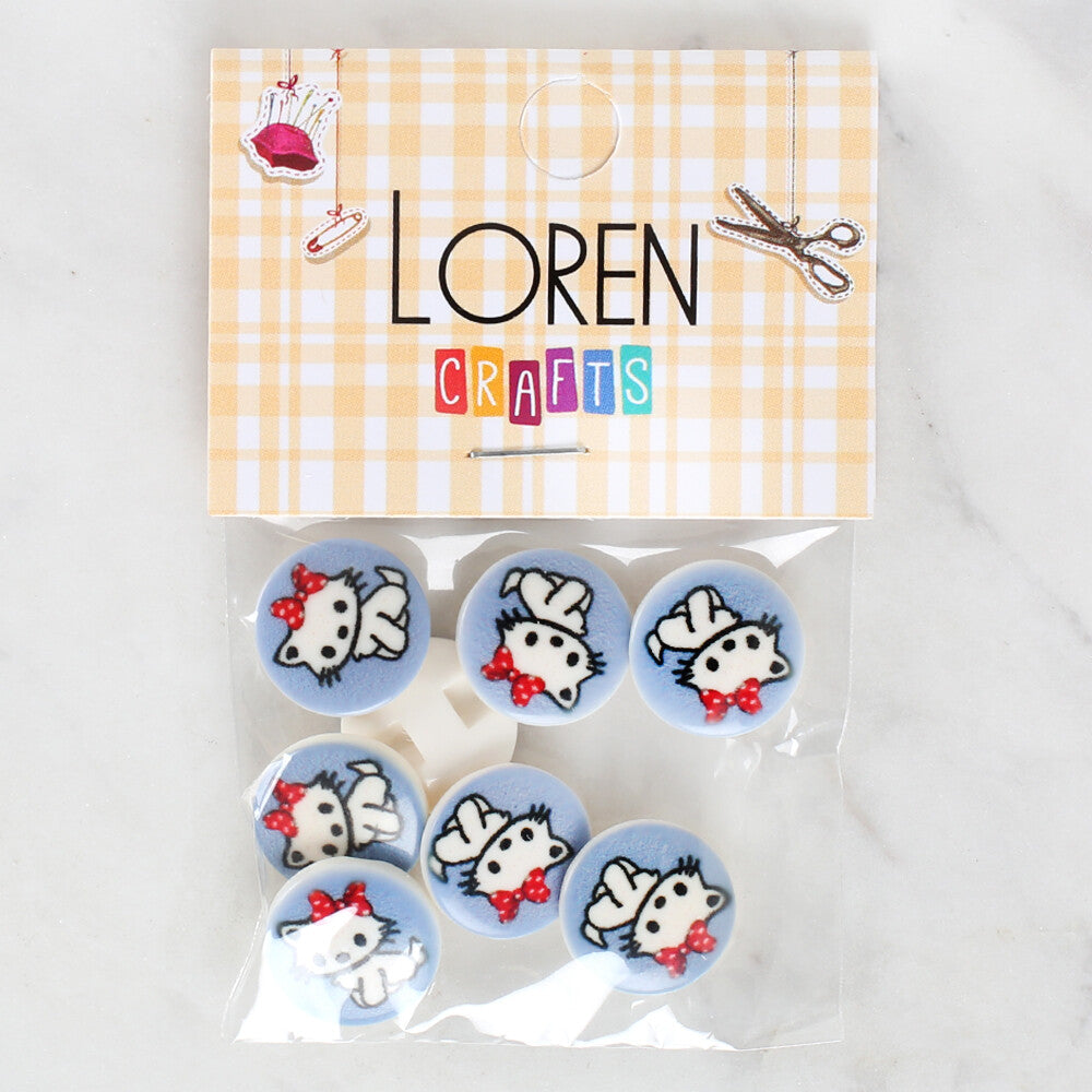 Loren Crafts 8'li Kedi Düğme - 1244