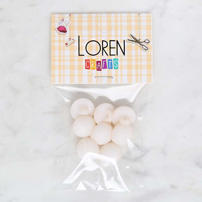 Loren Crafts 8'li Beyaz Düğme - 1801