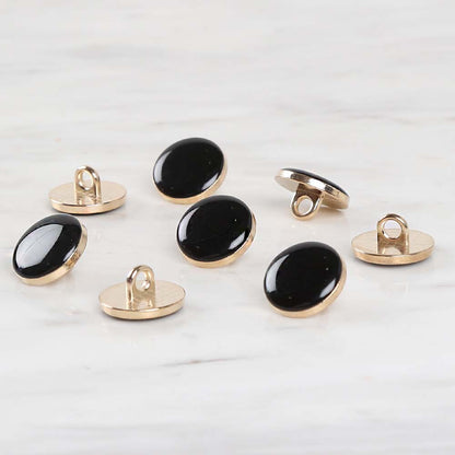 Loren Crafts 8'li Sarı Metal, Siyah Düğme - 1804