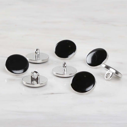 Loren Crafts 8'li Gümüş Metal, Siyah Düğme - 1806