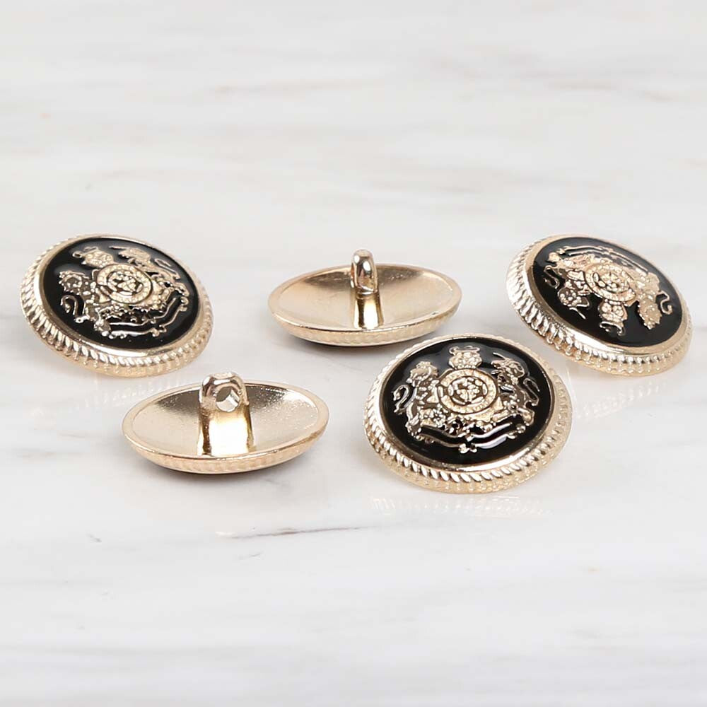 Loren Crafts 5'li Sarı Metal, Blazer Ceket Düğmesi Siyah - 1815