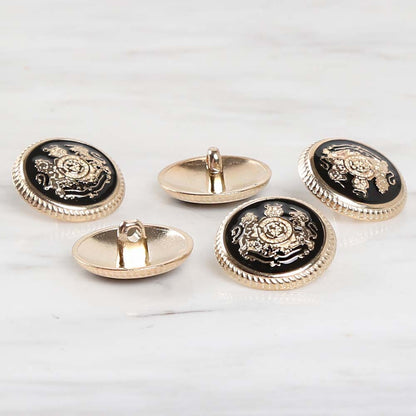 Loren Crafts 5'li Sarı Metal, Blazer Ceket Düğmesi Siyah - 1815