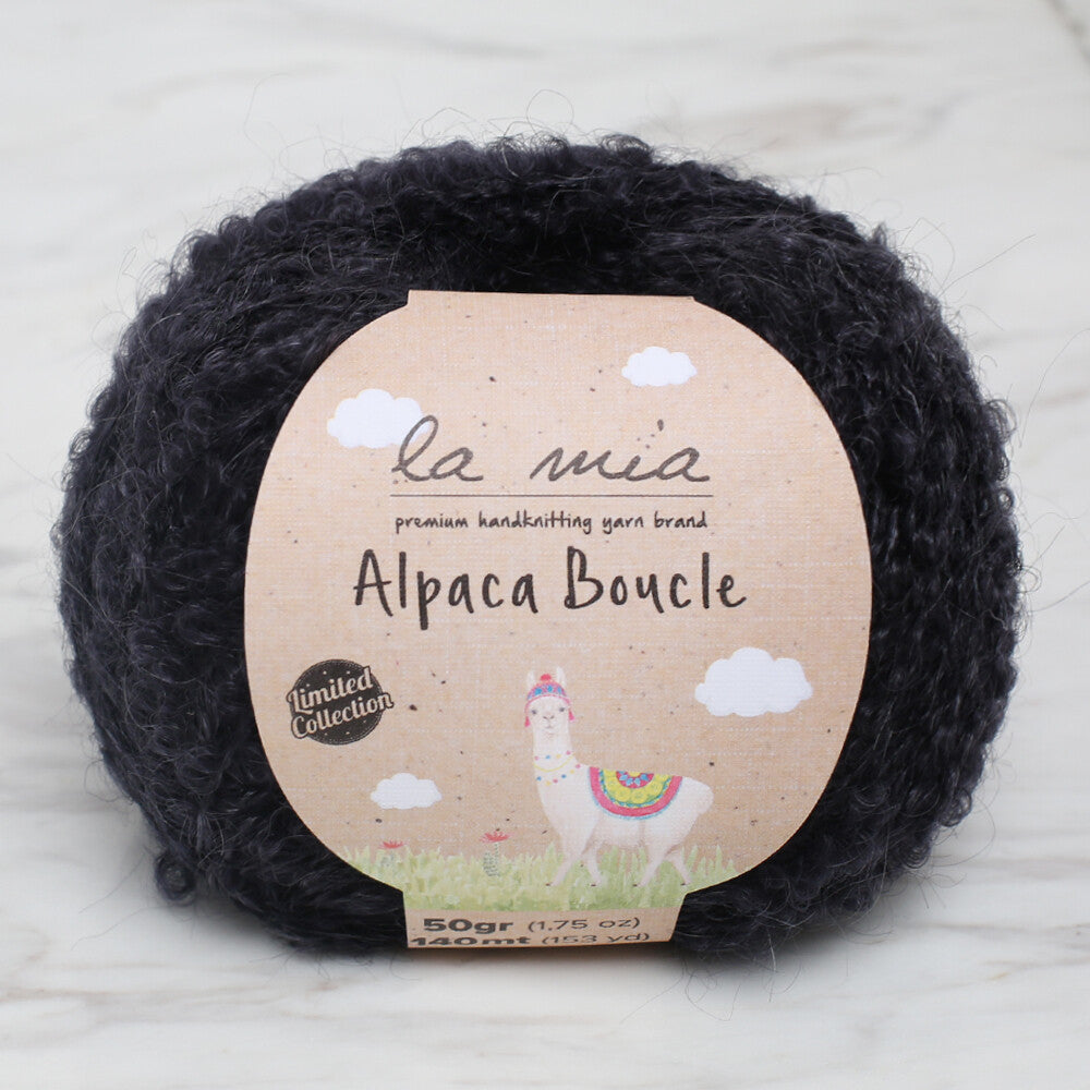 La Mia Alpaca Boucle 50 Gr Siyah El Örgü İpi - L307