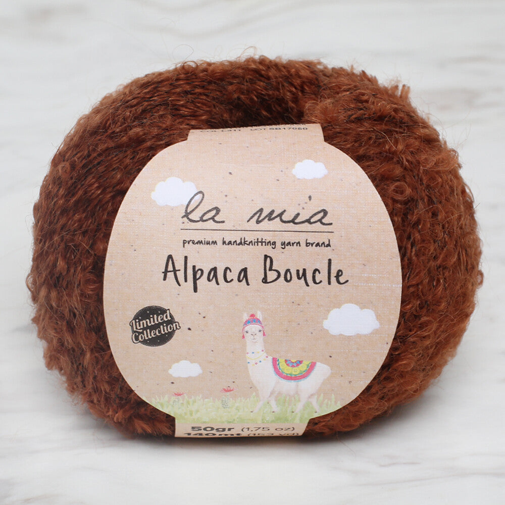 La Mia Alpaca Boucle 50 Gr Koyu Kahve El Örgü İpi - L311