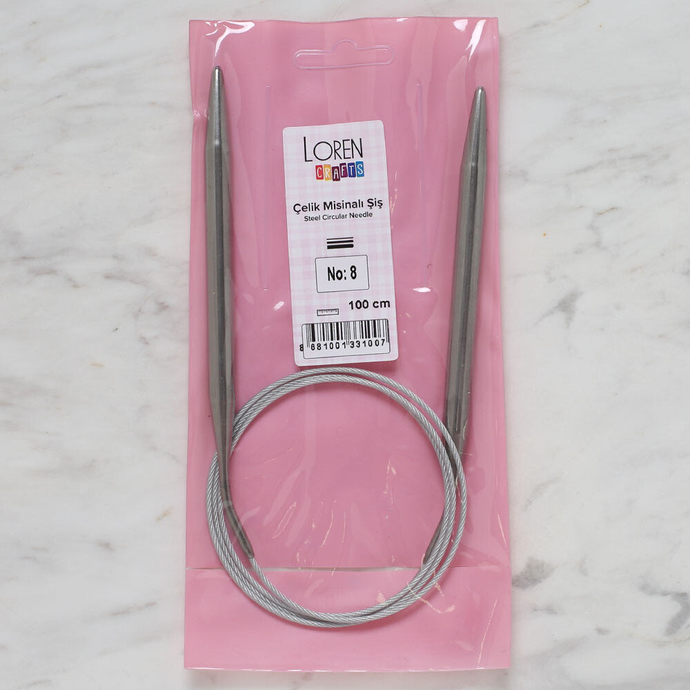 Loren Crafts 8 mm Çelik Misinalı Şiş 100 cm