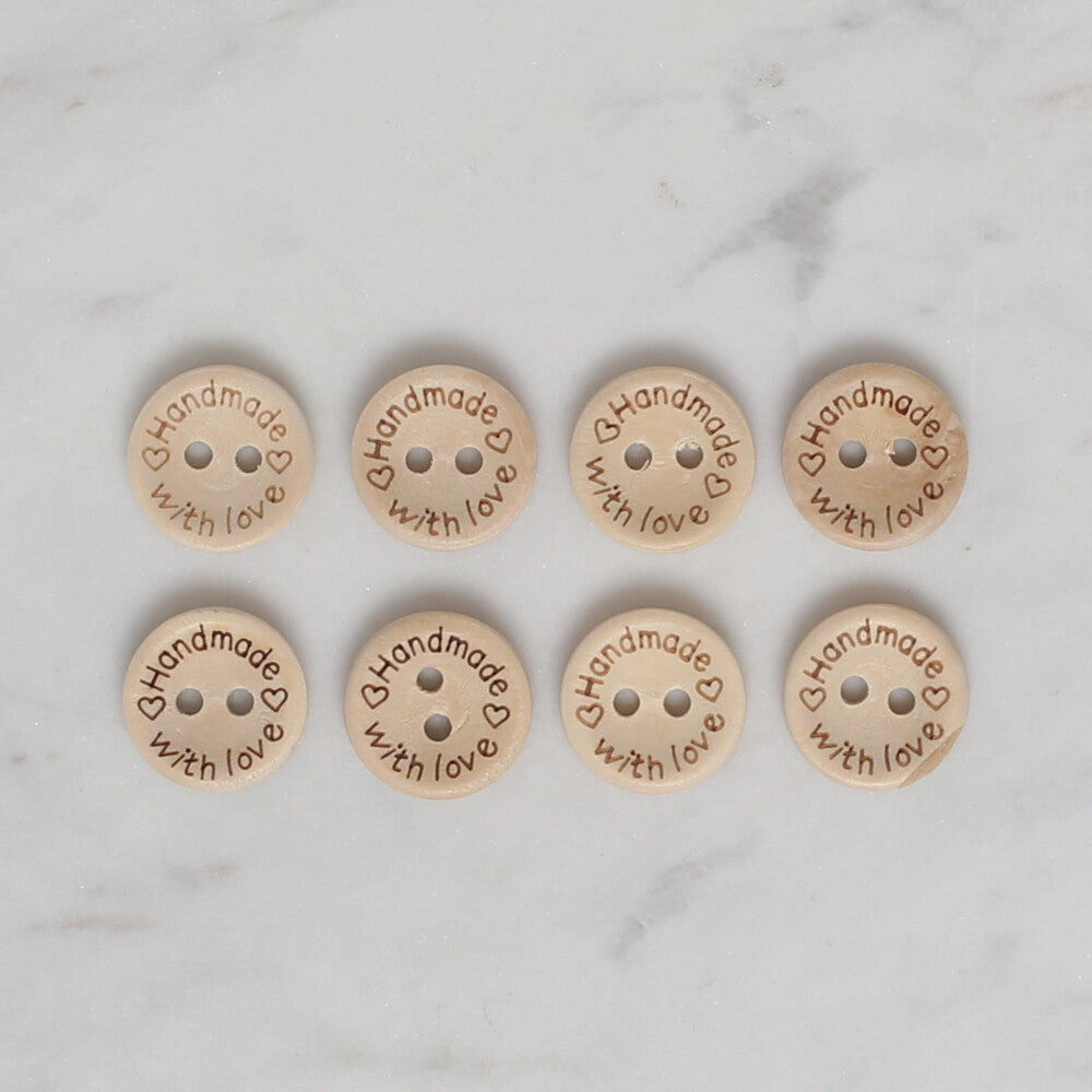 Loren Crafts 8'li Ahşap Düğme Handmade Yazılı