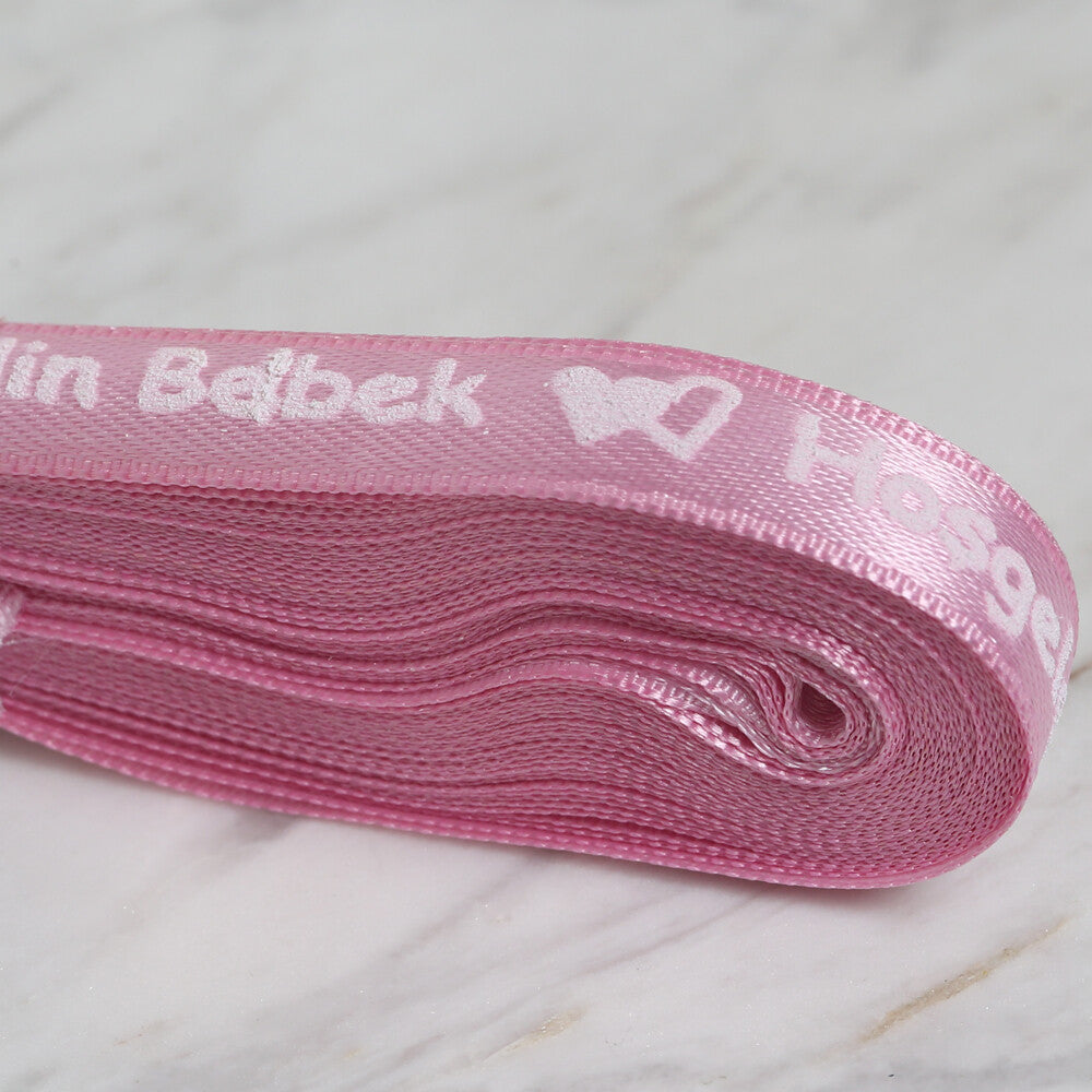 Loren Crafts 1 cm 10 mt Pembe Saten Hoş Geldin Bebek Baskılı Kurdele
