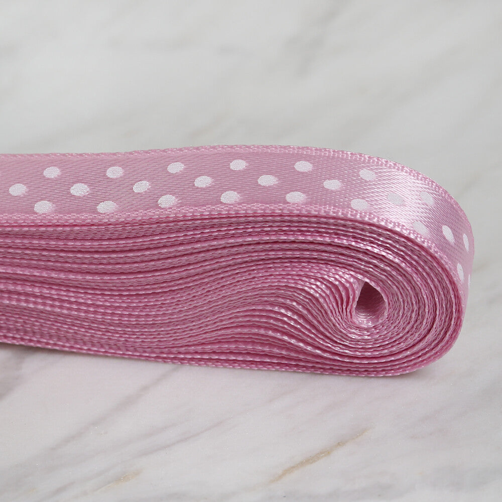 Loren Crafts 1 cm 10 mt Pembe Saten Puantiyeli Kurdele