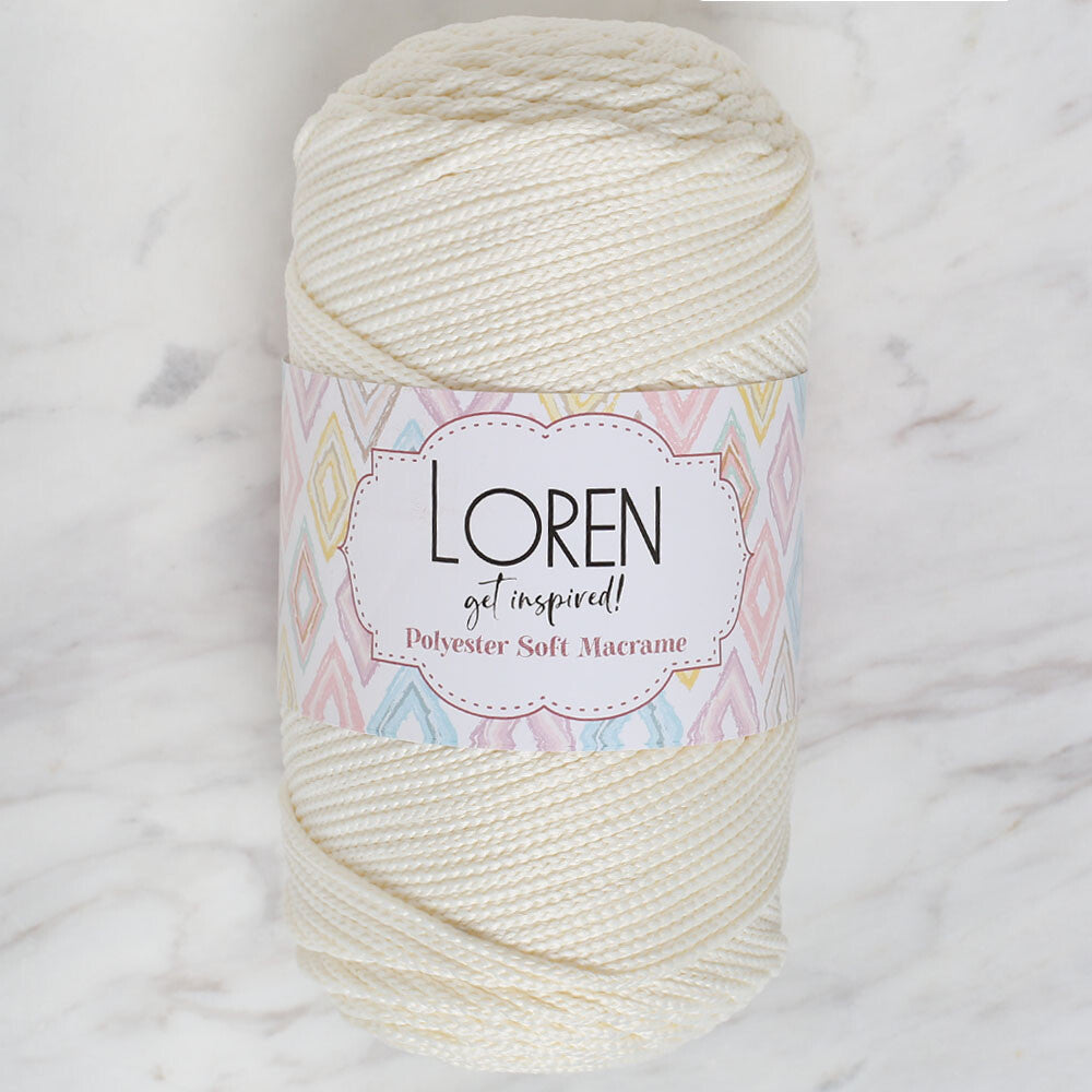 Loren Polyester Soft Macrame Krem El Örgü İpi - LM003